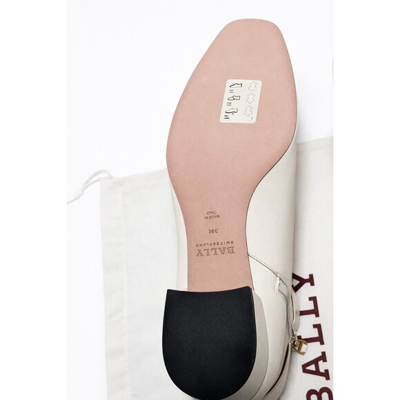 Bally Jay Buckle Womens Leather Ankle Boots Cream Size 39.5 US 9 New w/ Box Dust - Picture 15 of 16